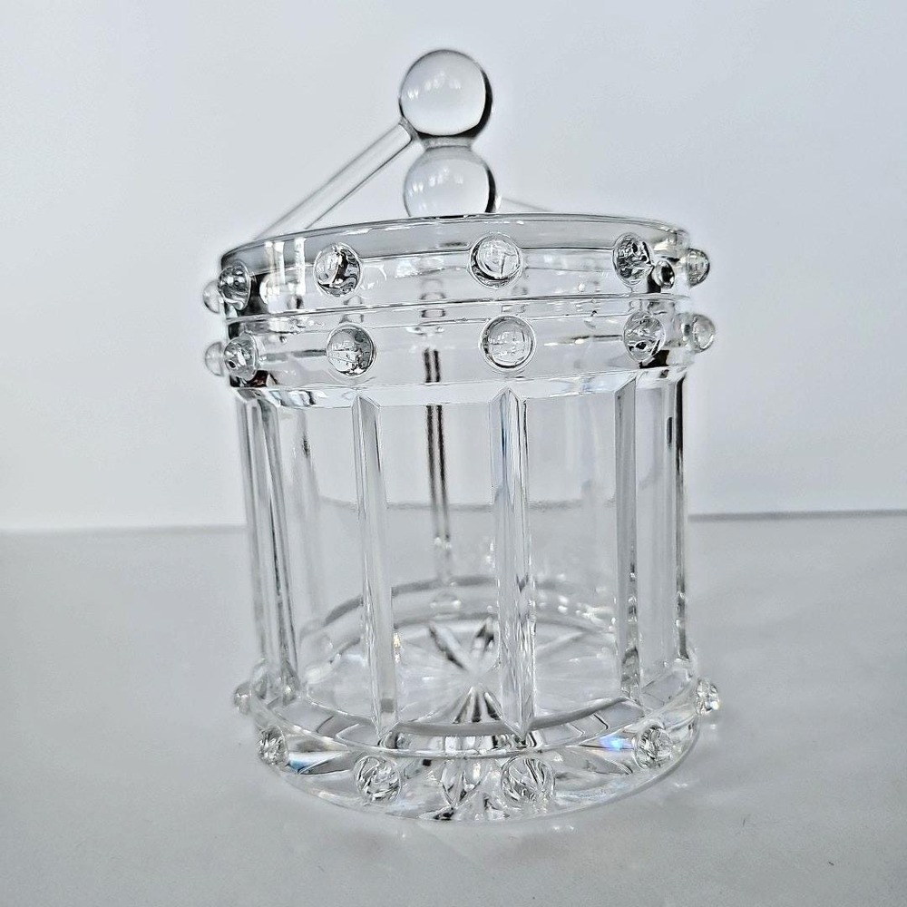 Vintage Shannon Lead Crystal Drum Shaped Candy/Cookie Jar Ireland 1744